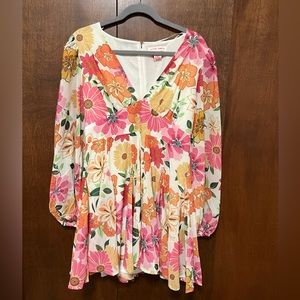 New Floral Long Sleeve Mini Dress